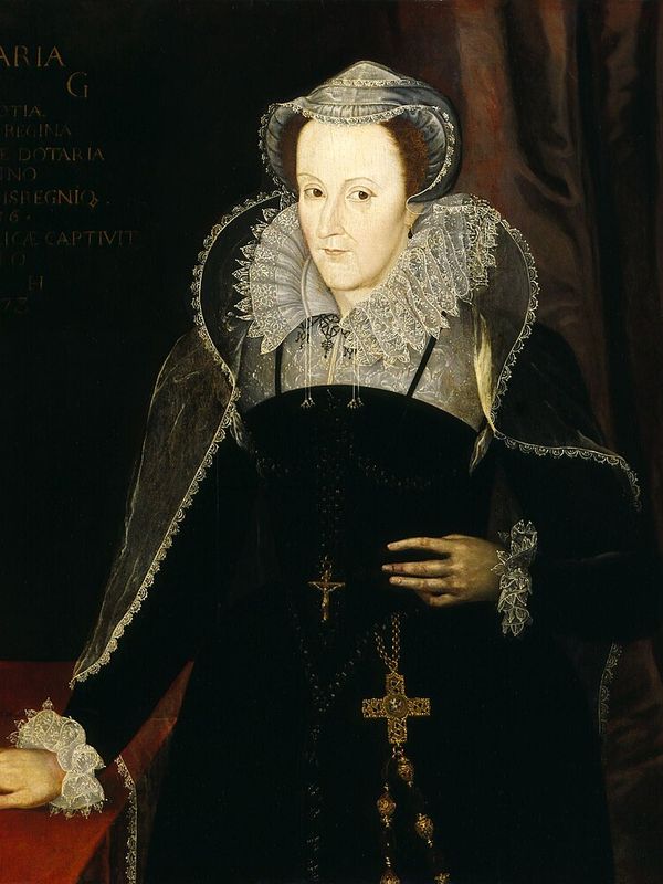 Mary, Queen of Scots, in black with a white lace collar, painted during her captivity